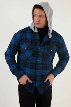 پیراهن کلاهدار دو جیبه مردانه چهارخونه برند Buratti کد 1677416805