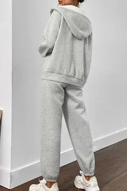 ست لباس راحتی پایین بافتنی طوسی بلوز گرمکن زنانه برند MODAGEN کد 1677494931