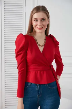 بلوز غواصی طرحدار دوشی کمربند دار برند HAKKE کد 1677597887