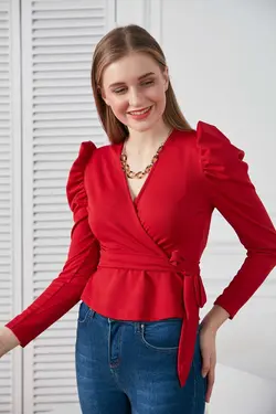 بلوز غواصی طرحدار دوشی کمربند دار برند HAKKE کد 1677597887