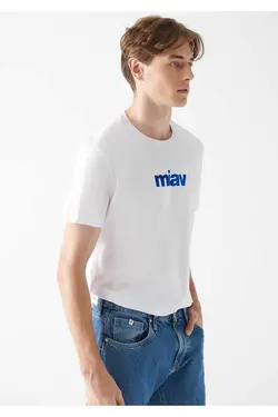 برش متناسب چاپی سفید / تیشرت برند Mavi کد 1678196197