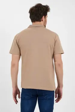تیشرت یقه سه دکمه بژ مناسب باریک / برند TA COLLECTİON کد 1678282795