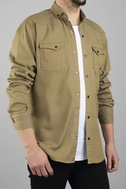 پیراهن جین اسلیم فیت سبز مردانه برند bombe کد 1678635729