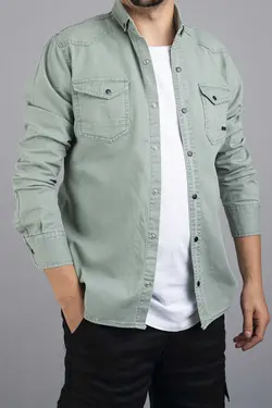 پیراهن جین اسلیم فیت سبز پسته ای مردانه برند YXC کد 1678635634