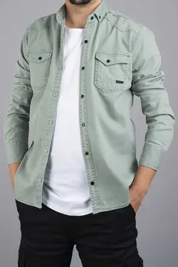 پیراهن جین اسلیم فیت سبز پسته ای مردانه برند YXC کد 1678635634