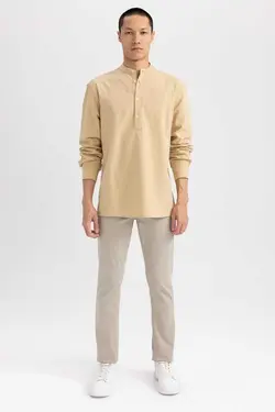 پیراهن اسلیم فیت آستین بلند یقه دیپلمات برند Defacto کد 1678948581