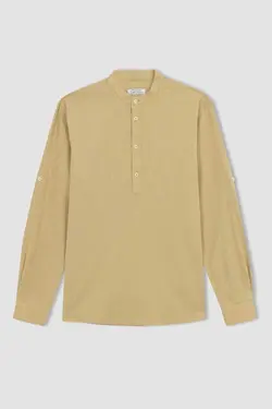 پیراهن اسلیم فیت آستین بلند یقه دیپلمات برند Defacto کد 1678948581