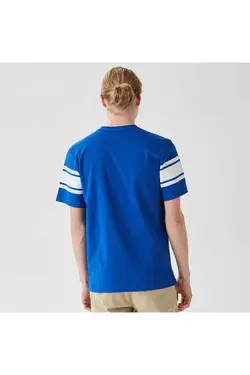 تیشرت چاپی یقه گرد آبی مردانه برند Lacoste کد 1679159906