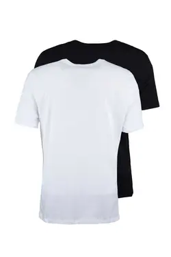 تیشرت بسته آستین کوتاه یقه گرد ساده 100پنبه مردانه سیاه-سفید برند TRENDYOL MAN کد 1680245828