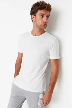 تیشرت بسته آستین کوتاه یقه گرد ساده 100پنبه مردانه سیاه-سفید برند TRENDYOL MAN کد 1680245828