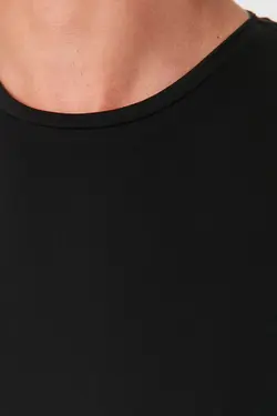 تیشرت بسته آستین کوتاه یقه گرد ساده 100پنبه مردانه سیاه-سفید برند TRENDYOL MAN کد 1680327416