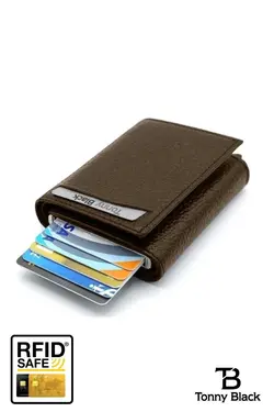 کیف پول جا کارتی محافظ سکه ضد جعبه‎دار اتوماتیک &amp; اصل برند Tonny Black کد 1680788283