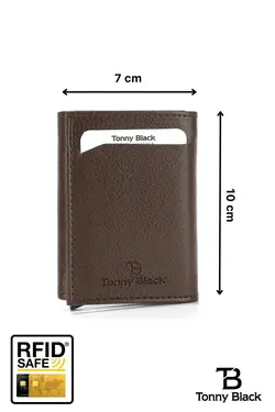 کیف پول جا کارتی محافظ سکه ضد جعبه‎دار اتوماتیک &amp; اصل برند Tonny Black کد 1680788283