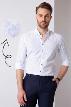 پیراهن اسلیم فیت آبی روشن برند Pierre Cardin کد 1681021830