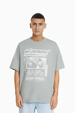 تیشرت آستین کوتاه طرح‎دار برند Bershka کد 1681580835