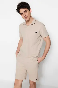 ست لباس راحتی متناسب طرح‎دار یقه سه دکمه قهوه ای مردانه برند TRENDYOL MAN کد 1681830309