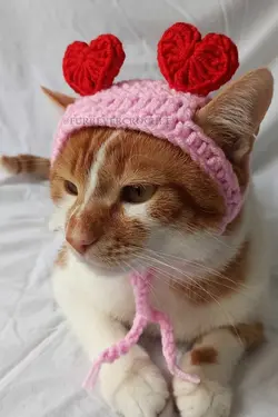 کلاه بافتنی سگ گربه قلبدار قرمز دستمال سر برند Furrever Crochet کد 1682332093