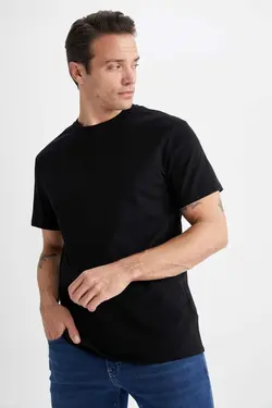 متناسب جدید آستین کوتاه ساده یقه گرد تیشرت برند Defacto کد 1682835151