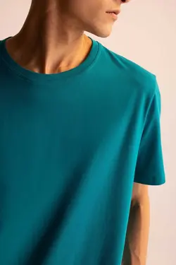 متناسب آستین کوتاه ساده یقه گرد تیشرت برند Defacto کد 1683007844