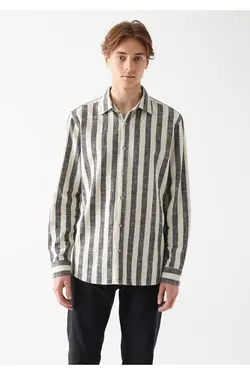 پیراهن برش متناسب راه‎راه / مشکی برند Mavi کد 1682933793