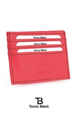کارت جعبه‎دار چرم مصنوعی مدل صورتی جا کارتی &amp; اصل برند Tonny Black کد 1683192989