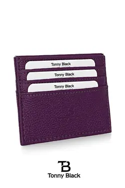 کارت جعبه‎دار چرم مصنوعی مدل بنفش جا کارتی &amp; اصل برند Tonny Black کد 1683192999