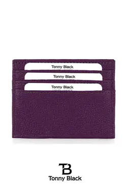 کارت جعبه‎دار چرم مصنوعی مدل بنفش جا کارتی &amp; اصل برند Tonny Black کد 1683192999