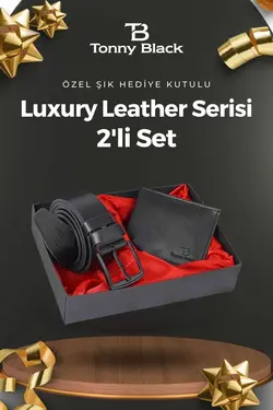 کیف پول کمربند چرم ست جعبه‎دار ویژه سری مردانه اصل برند Tonny Black کد 1683192960