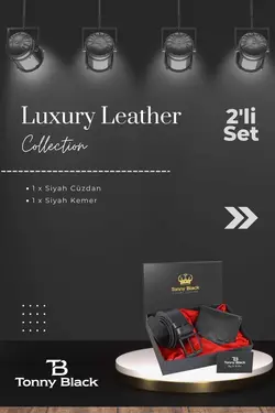 کیف پول کمربند چرم ست جعبه‎دار ویژه سری مردانه اصل برند Tonny Black کد 1683192960