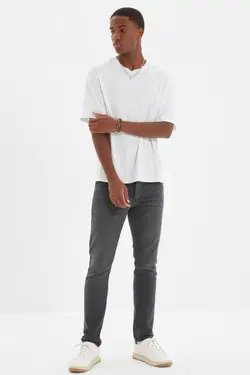 شلوار جین پارچه کشی اندامی طوسی مردانه برند TRENDYOL MAN کد 1683350078