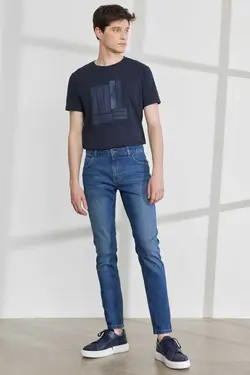 شلوار جین اضافی برش اسلیم فیت کشی پنبه ای سرمه خطر قالب تنگ مردانه برند AC&amp;Co / Altınyıldız Classics کد 1683350059