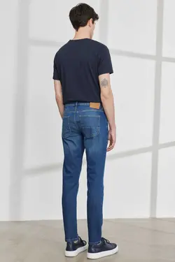 شلوار جین اضافی برش اسلیم فیت کشی پنبه ای سرمه خطر قالب تنگ مردانه برند AC&amp;Co / Altınyıldız Classics کد 1683350059