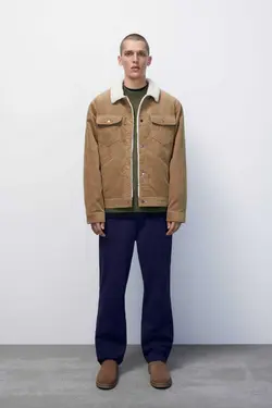 کت جین مصنوعی پشمی داخل برند Pull &amp; Bear کد 1683382514