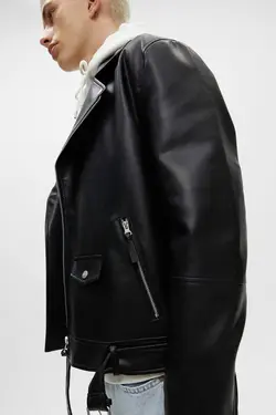 کت چرم مصنوعی مشکی برند Pull &amp; Bear کد 1683470710