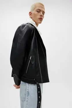 کت چرم مصنوعی مشکی برند Pull &amp; Bear کد 1683470710