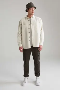 پیراهن گشاد آستین بلند دو جیبه برند Defacto کد 1683610739