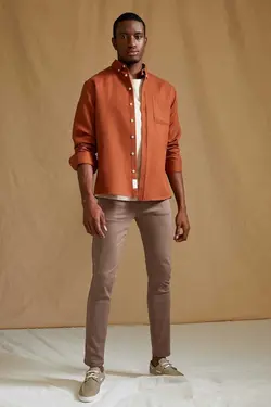 پیراهن اسلیم فیت آستین بلند یقه سه دکمه برند Defacto کد 1683610680