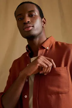 پیراهن اسلیم فیت آستین بلند یقه سه دکمه برند Defacto کد 1683610680