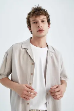 پیراهن گشاد پنبه ای یقه آستین کوتاه برند Defacto کد 1683610274