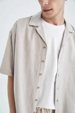 پیراهن گشاد پنبه ای یقه آستین کوتاه برند Defacto کد 1683610274