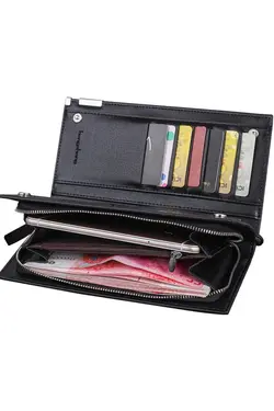 کیف پول بلند جا کارتی زیپدار مردانه چرم برند HENGSHENG کد 1683784048