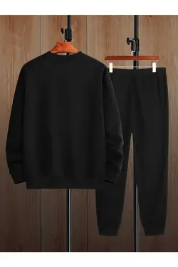 ست لباس راحتی پایین چاپ گشاد یقه گرد بلوز گرمکن بال مشکی برند MODARİCH کد 1683741200