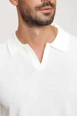 پلیور بافتنی آستین بلند یقه سه دکمه شیری مردانه برند CHUBA کد 1683887682