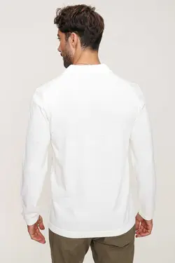 پلیور بافتنی آستین بلند یقه سه دکمه شیری مردانه برند CHUBA کد 1683887682