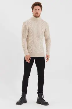 بافتنی طرح‎دار بژ مردانه برند COOL TARZ کد 1683887624