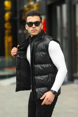 جلیقه مشکی مردانه چرم برند Boymen کد 1683887527