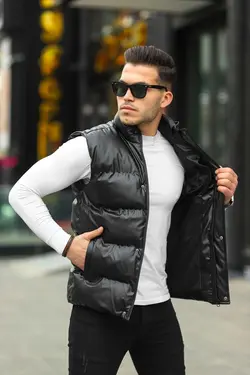 جلیقه مشکی مردانه چرم برند Boymen کد 1683887527