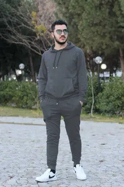 ست لباس راحتی جیب دار کلاهدار پنبه ای مردانه برند han elegant کد 1683887391