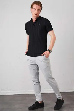 پیراهن یقه جاکاردار نوک تیشرت پایه‎دار مشکی مردانه برند Tena کد 1683887283