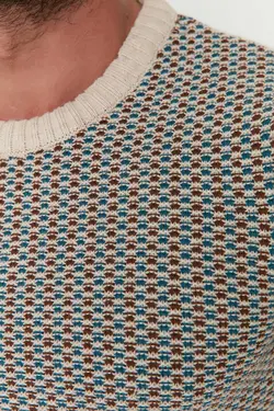 پلیور بافتنی اسلیم فیت طرح‎دار یقه گرد چند رنگ مردانه برند TRENDYOL MAN کد 1683887608